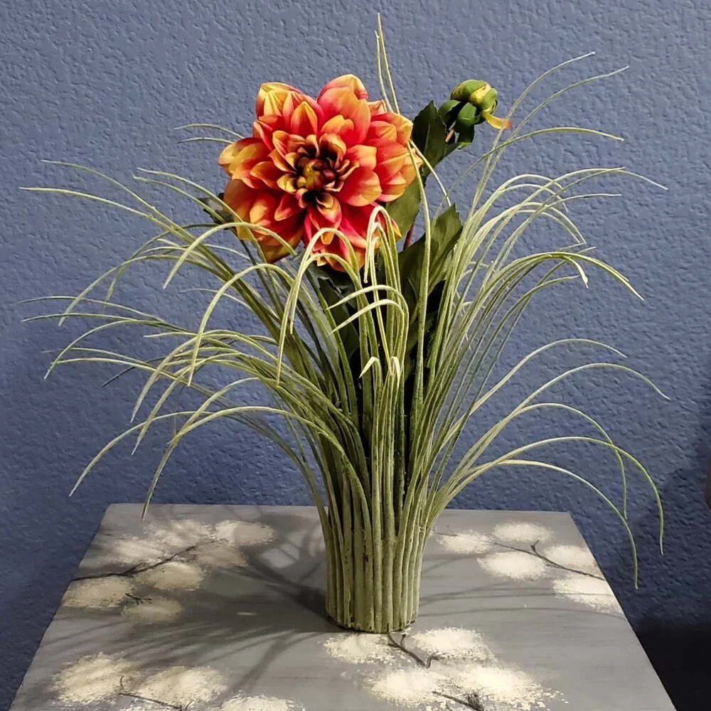 Artificial Grass Vases, Set of Two, Rare Vintage